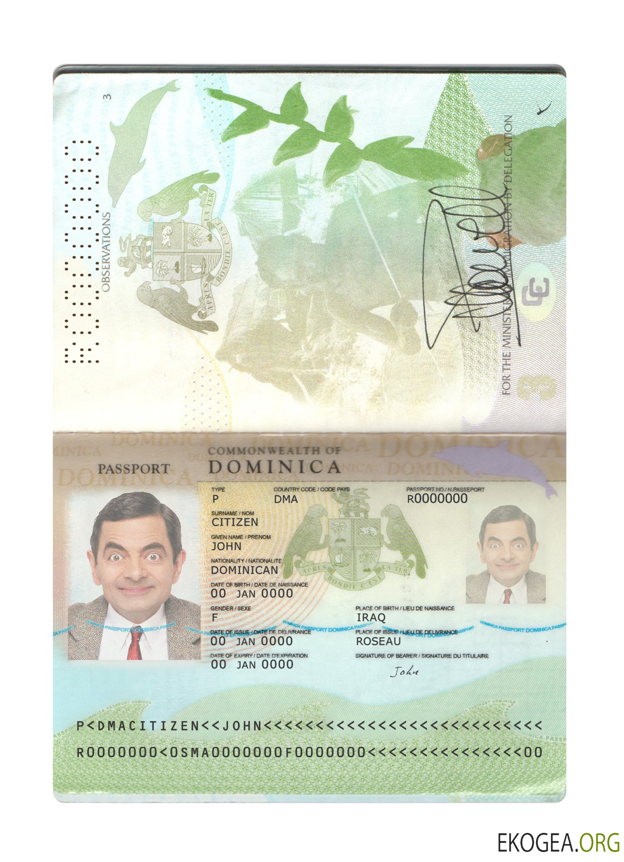 Passeport de la Dominique nouveau 2019 présent